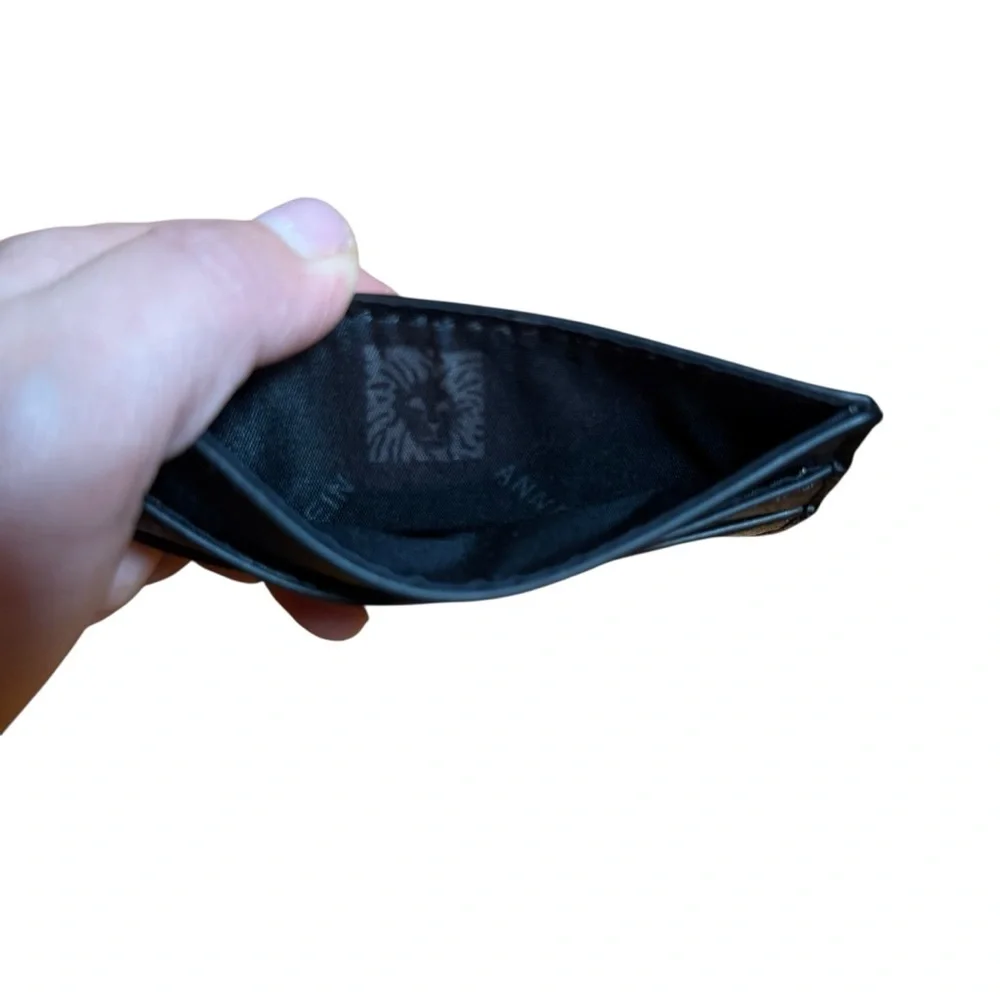 Anne Klein| Women’s Textured Black Leather Card Holder